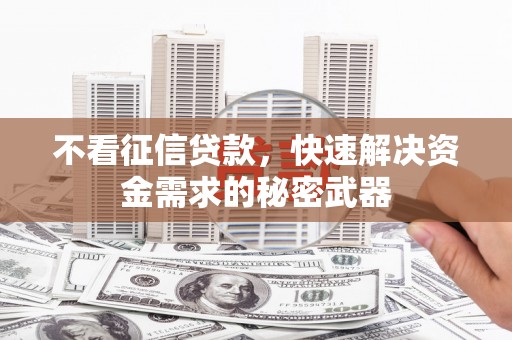 磐石不看征信贷款，快速解决资金需求的秘密武器