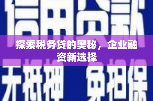 磐石探索税务贷的奥秘，企业融资新选择