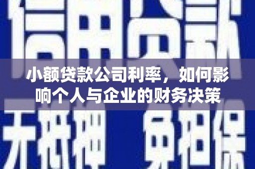 磐石小额贷款公司利率，如何影响个人与企业的财务决策